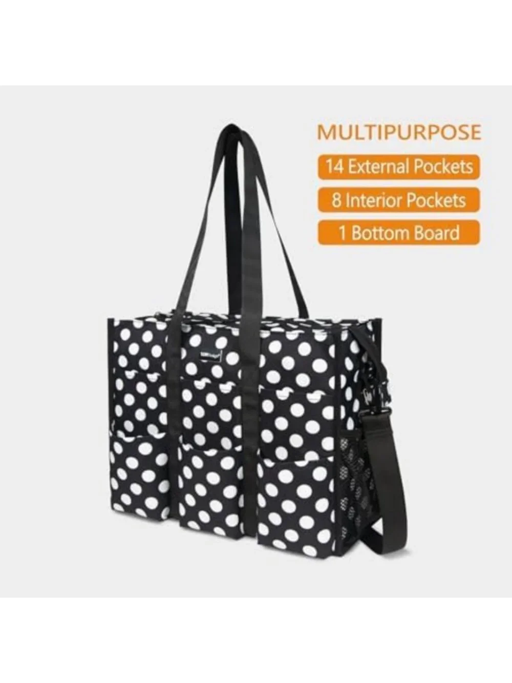 Utility Water Resistant Tote Bag | 22 Pockets, Zipper Closure, Perfect for
